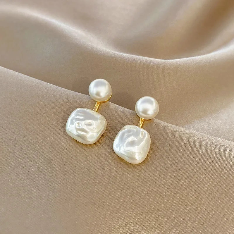 Double Pearl Dangle Earrings